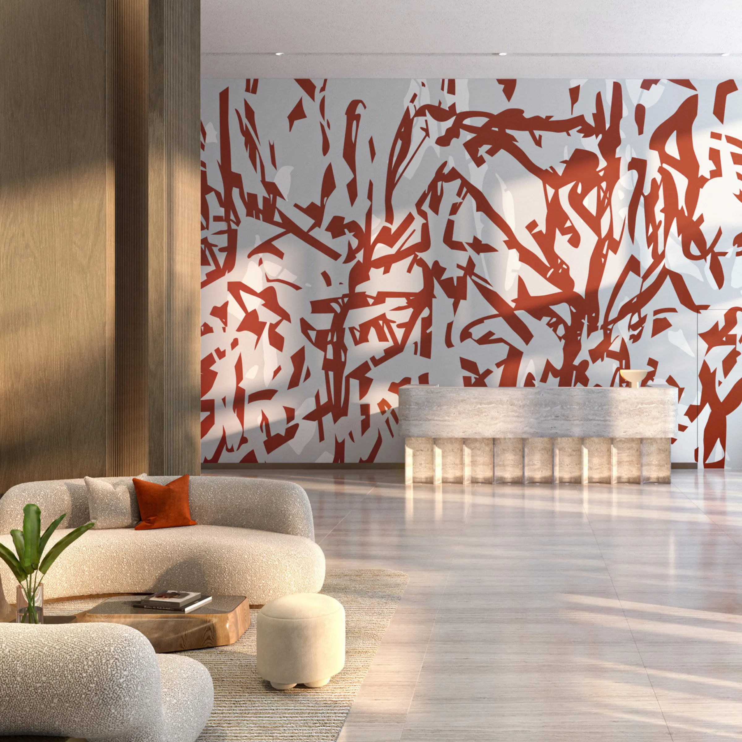 Instalación de arte contemporáneo en el gran lobby
